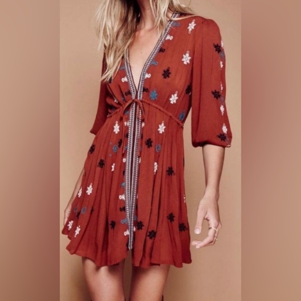 Free people snowflake dress embroidered xs 0 2